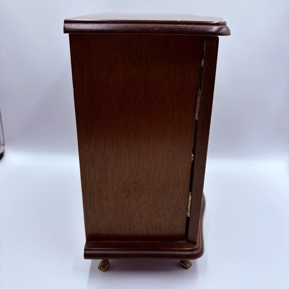 French Provincial Style Wooden Jewelry Armoire Chest Box Case Gold Glass Doors
